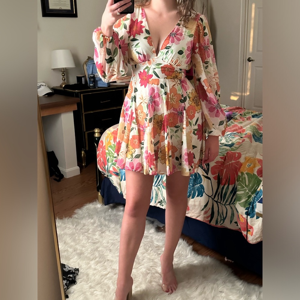 Multiple color floral mini sun dress